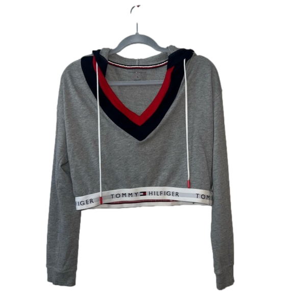 Tommy Hilfiger Gray Cropped Hoodie - Picture 3 of 5